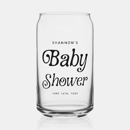 Minimaal zwart-wit Retro Baby shower Blikvorm Glas (Voorkant)