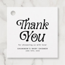 Minimaal zwart-wit retro Baby shower Dank u Bedankjes Labels