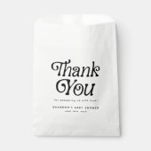 Minimaal zwart-wit retro Baby shower Dank u Bedankzakje (Voorkant)