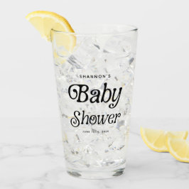 Minimaal zwart-wit Retro Baby shower Glas
