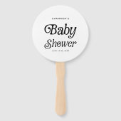 Minimaal zwart-wit Retro Baby shower Handwaaier (Achterkant)
