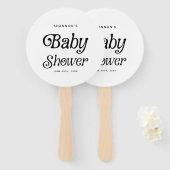 Minimaal zwart-wit Retro Baby shower Handwaaier (Voorkant en achterkant)