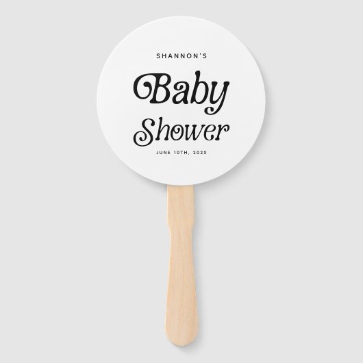 Minimaal zwart-wit Retro Baby shower Handwaaier (Voorkant)