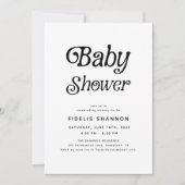 Minimaal zwart-wit Retro Baby shower Kaart (Voorkant)