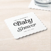 Minimaal zwart-wit Retro Baby shower Kartonnen Onderzetters (Gebogen)