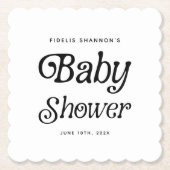 Minimaal zwart-wit Retro Baby shower Kartonnen Onderzetters (Voorkant)