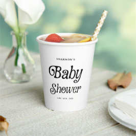 Minimaal zwart-wit Retro Baby shower Papieren Bekers