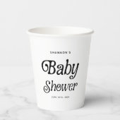 Minimaal zwart-wit Retro Baby shower Papieren Bekers (Achterkant)