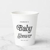 Minimaal zwart-wit Retro Baby shower Papieren Bekers (Voorkant)