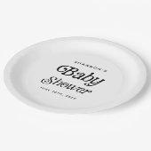Minimaal zwart-wit Retro Baby shower Papieren Bordje (Gekanteld)