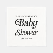 Minimaal zwart-wit Retro Baby shower Servet (Voorkant)