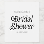 Minimaal zwart-wit retro bruidsdouche-feestje wijn etiket (Enkel label)