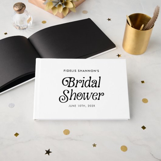 Minimaal zwart-wit Retro Vrijgezellenfeest Gastenboek (Voorkant open)