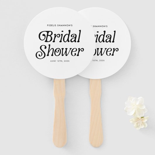 Minimaal zwart-wit Retro Vrijgezellenfeest Handwaaier (Voorkant en achterkant)