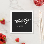 Minimaal Zwart Wit Script 30e Verjaardagsfeestje Servet (Insitu)