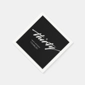Minimaal Zwart Wit Script 30e Verjaardagsfeestje Servet (Hoek)