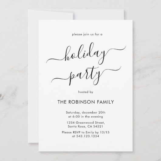 Minimaal zwart-wit script feestdag kaart (Voorkant)