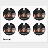 Minimaal Zwart Wit Script Wimper Foto Logo Ronde Sticker (Vel)