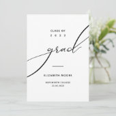 Minimaal Zwart Wit Typografie Custom Photo Afstude Aankondiging (Staand voorkant)