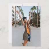 Minimaal Zwart Wit Typografie Custom Photo Afstude Aankondiging (Achterkant)