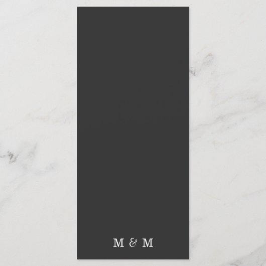 Minimaal zwart-wit vet en elegant bruiloft menu (Achterkant)