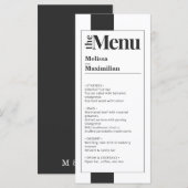 Minimaal zwart-wit vet en elegant bruiloft menu (Voorkant / Achterkant)