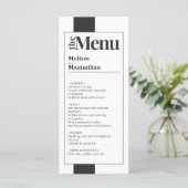 Minimaal zwart-wit vet en elegant bruiloft menu (Staand voorkant)