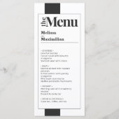 Minimaal zwart-wit vet en elegant bruiloft menu (Voorkant)