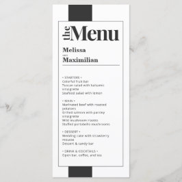 Minimaal zwart-wit vet en elegant bruiloft menu