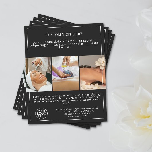 Minimaal zwart-wit Voeg je Logo-fotorooster toe Flyer