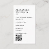 Minimaal zwart-wit Voeg uw Logo QR-code toe Visitekaartje (Achterkant)