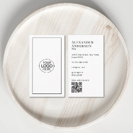 Minimaal zwart-wit Voeg uw Logo QR-code toe Visitekaartje