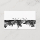 Minimaal zwart-wit waterverf fris visitekaartje (Voorkant)