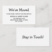 Minimaal zwart-wit "We hebben verplaatst" Kaart Visitekaartje (Voorkant / Achterkant)