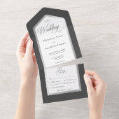 Minimaal Zwart & Wit Zilver Modern Diner All In One Uitnodiging (Afscheurbaar)