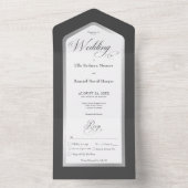 Minimaal Zwart & Wit Zilver Modern Diner All In One Uitnodiging (Binnen)