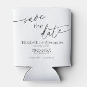 Minimaal zwart-witscript Fancy De datum opslaan Blikjeskoeler (Achterkant)