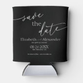 Minimaal zwart-witscript Fancy De datum opslaan Blikjeskoeler (Voorkant)