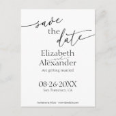 Minimaal zwart-witscript Fancy De datum opslaan Briefkaart (Voorkant)