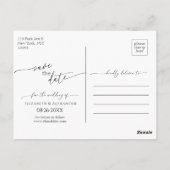 Minimaal zwart-witscript Fancy De datum opslaan Briefkaart (Achterkant)