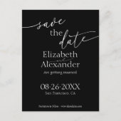 Minimaal zwart-witscript Fancy De datum opslaan Briefkaart (Voorkant)