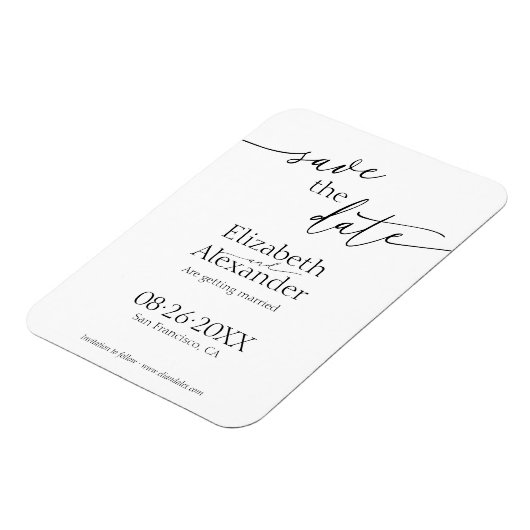 Minimaal zwart-witscript Fancy De datum opslaan Magneet (Linkerzijde)