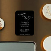 Minimaal zwart-witscript Fancy De datum opslaan Magneet