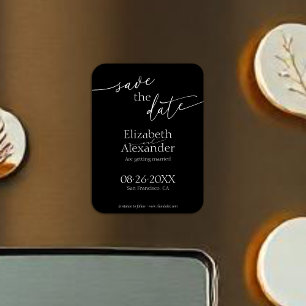 Minimaal zwart-witscript Fancy De datum opslaan Magneet