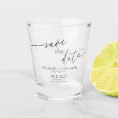 Minimaal zwart-witscript Fancy De datum opslaan Shot Glas (Voorkant)