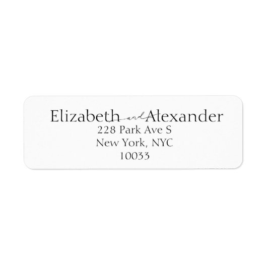 Minimaal Zwart & Witte Script Fancy Etiket (Voorkant)