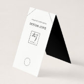 Minimaal zwart zwart zwart Ketting met witte hangi Visitekaartje (Achterkant)