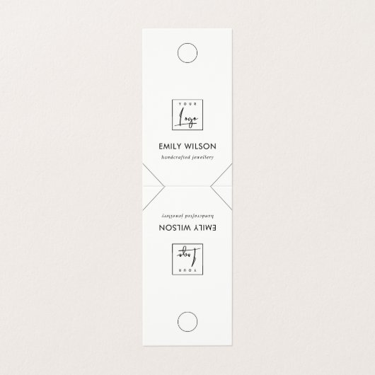 Minimaal zwart zwart zwart Ketting met witte hangi Visitekaartje (Buitenkant ongevouwen)