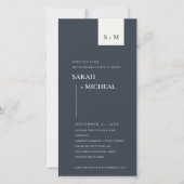 MINIMAAL ZWARTE EN WITTE MONOGRAM VERLOVING INVITE BEDANKKAART (Voorkant)