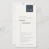 MINIMAAL ZWARTE EN WITTE MONOGRAM VERLOVING INVITE BEDANKKAART (Voorkant)